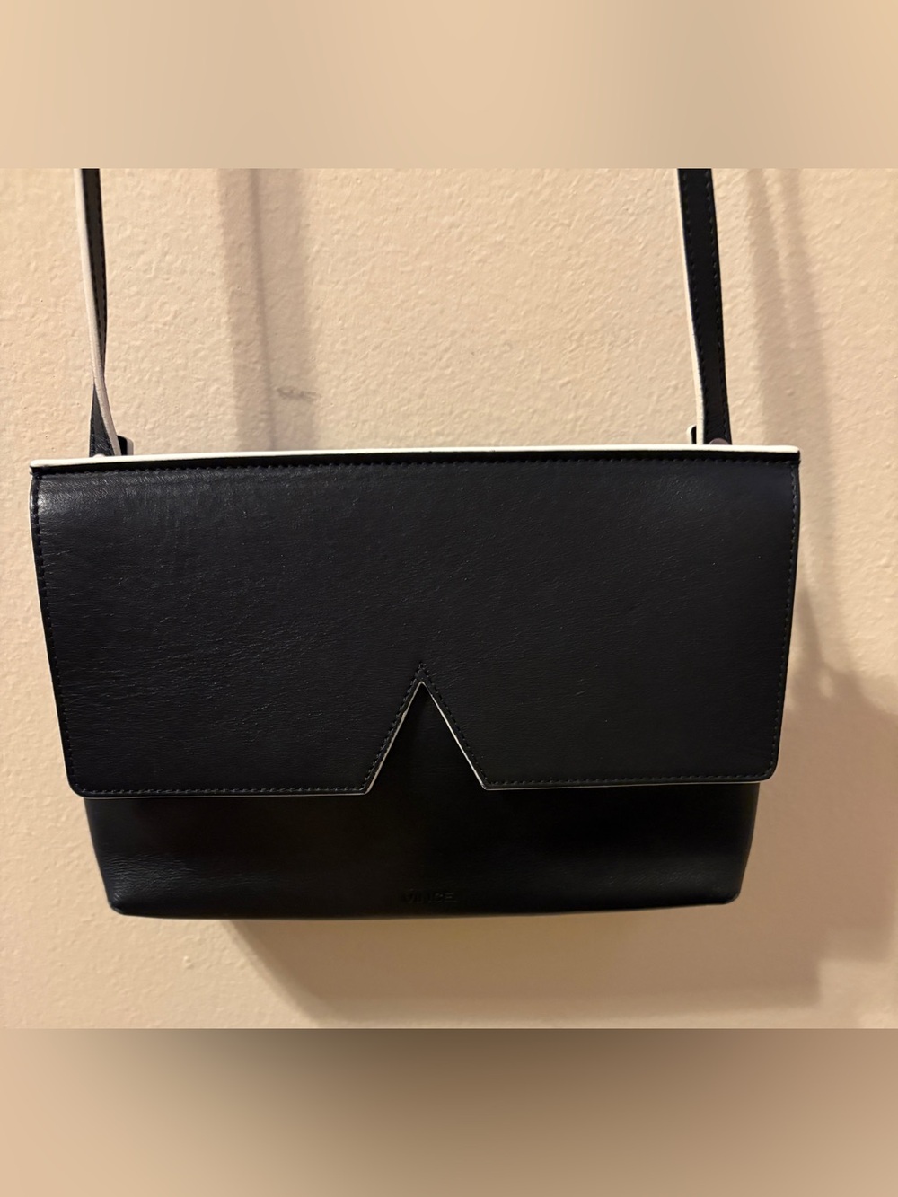 Vince Small Black Leather Envelope Crossbody Bag